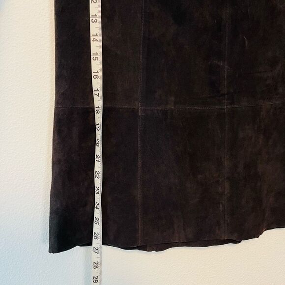 Vintage Peck & Peck Brown Suede Patchwork Skirt Size 12 - Picture 2 of 7